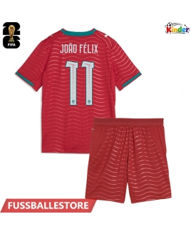Günstige Portugal Joao Felix #11 Heimtrikotsatz Kinder WM 2026 Kurzarm (+ Kurze Hosen)